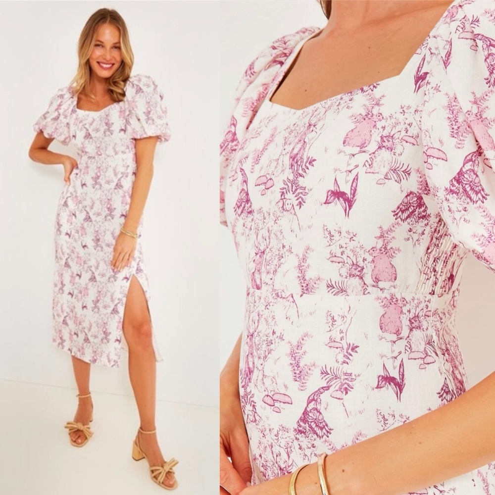 Hyacinth House Tuckernuck Wilma Woodland Puff Sleeve Whimsy Dress‎ Purple Sz S